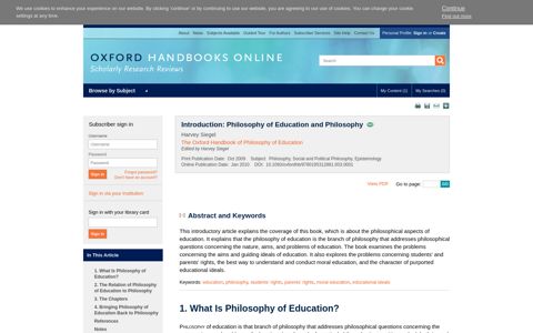 Introduction: Philosophy of Education and Philosophy - Oxford ...