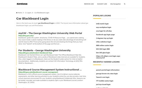 Gw Blackboard Login ❤️ One Click Access