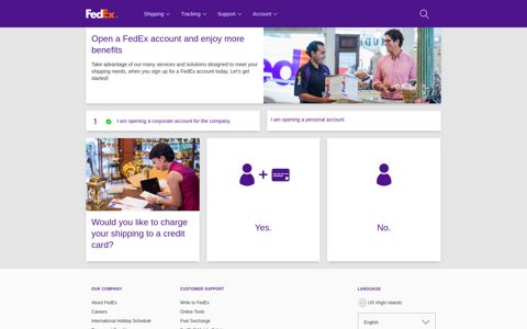 Open a FedEx account - Corporate Account | FedEx US Virgin ...