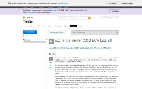 Exchange Server 2013 ECP Login - Microsoft Technet
