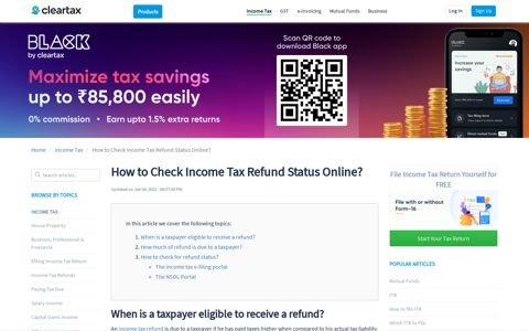 Income Tax Refund Status : How to check ITR Status Online?