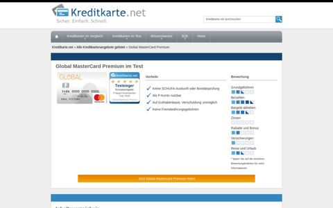 Global MasterCard Premium - Prepaid Kreditkarte
