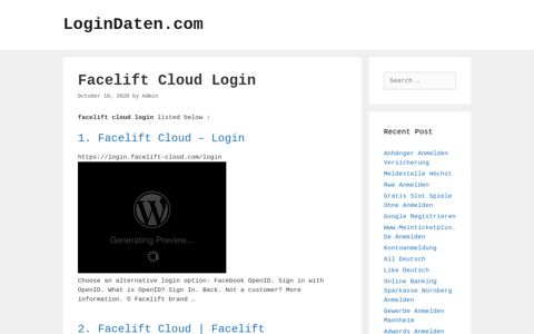 Facelift Cloud - Facelift Cloud - Login - LoginDaten.com