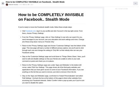How to be COMPLETELY INVISIBLE on Facebook.. Stealth ...