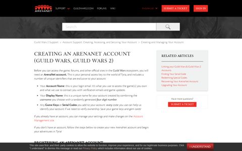 Creating an ArenaNet Account (Guild Wars, Guild Wars 2 ...