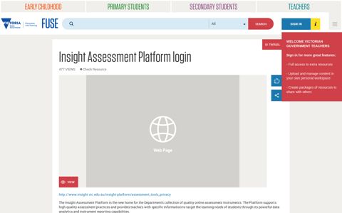 Insight Assessment Platform login - FUSE - Department of ...