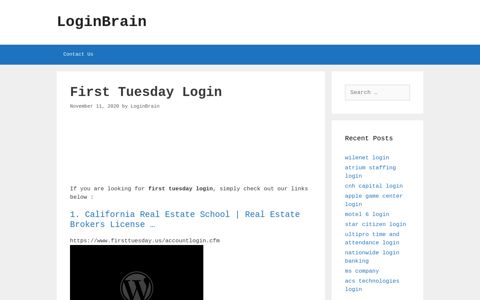 first tuesday login - LoginBrain