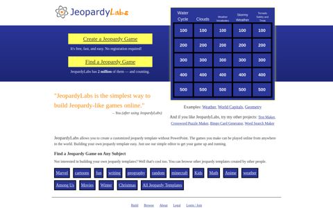 JeopardyLabs - Online Jeopardy Template