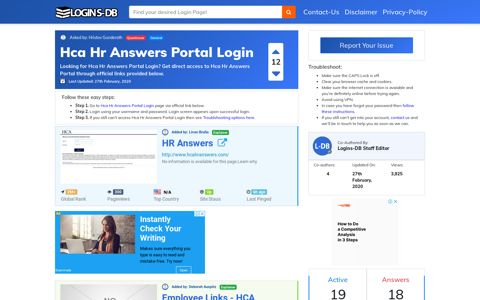 Hca Hr Answers Portal Login - Logins-DB