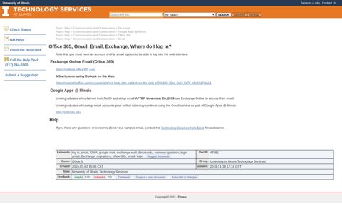 Office 365, Gmail, Email, Exchange, Where do I log in?