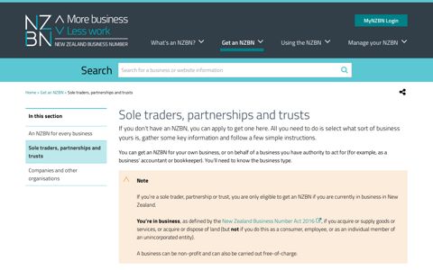 Sole traders, partnerships and trusts | New Zealand Business ...