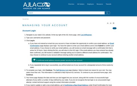 Managing Your Account - America's Job Link Alliance