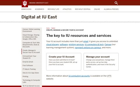 Create, Manage & Secure Your IU Account: IU East