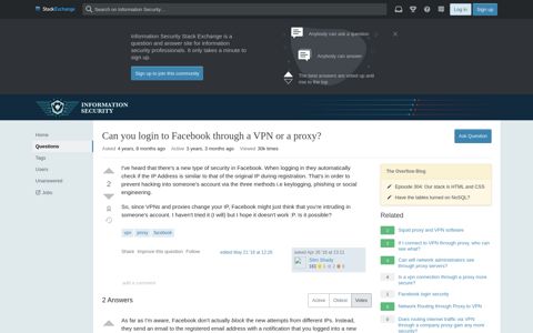 Can you login to Facebook through a VPN or a proxy ...