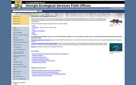 Endangered Species - Georgia Ecological Services Field Offices
