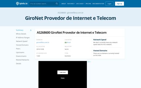 2804:53b0::/32 Netblock Details - GiroNet Provedor de Internet e ...