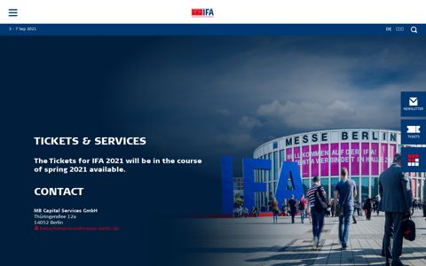 IFA Berlin, 3 September - 5 September 2020 - Ticketing ...