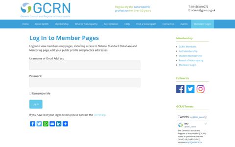 Log In to Member Pages