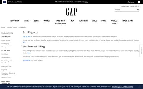 Email Signup | Gap® UK