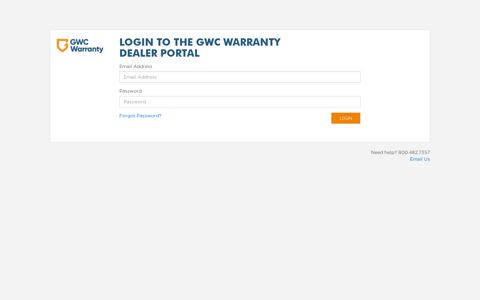 GWC Warranty - Dealer Portal Login