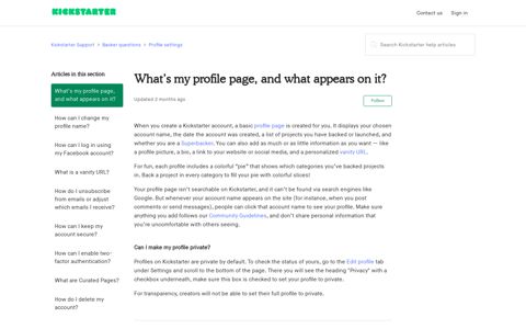 What's my profile page, and what appears on it? – Kickstarter ...
