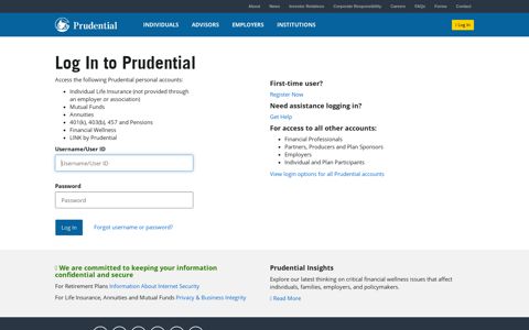 Log In | Prudential Financial