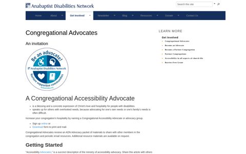 Congregational Advocates - Anabaptist Disabilities Network