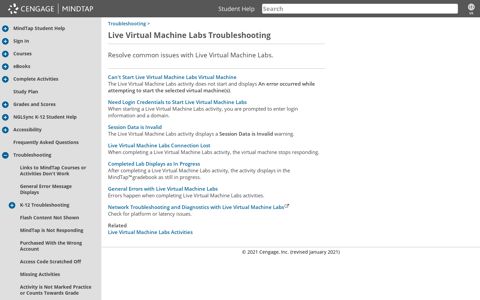 Live Virtual Machine Labs Troubleshooting