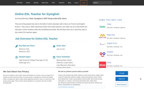 Online ESL Teacher - Gymglish - Reviews - Requirements ...