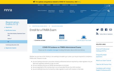 Enroll for a FINRA Exam | FINRA.org