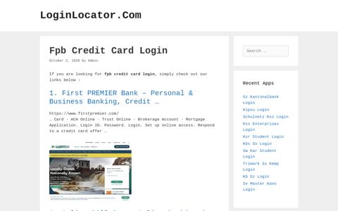 Fpb Credit Card Login - LoginLocator.Com