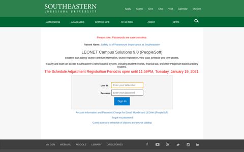 LEONET (Peoplesoft ... - Southeastern Louisiana University
