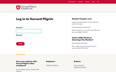 Login - Harvard Pilgrim Health Care