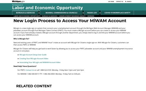 Labor and Economic Opportunity - New Login Process to ...