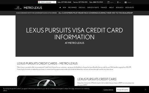 Lexus Pursuits Visa Credit Card Information | Metro Lexus ...