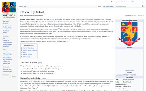 Eltham High School - Wikipedia