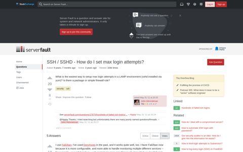 SSH / SSHD - How do I set max login attempts? - Server Fault