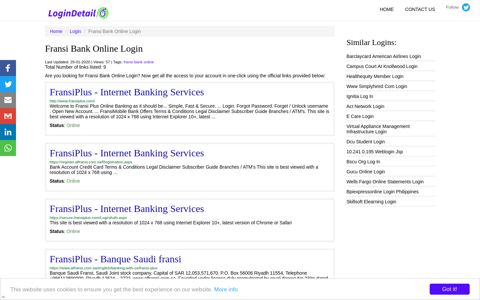 Fransi Bank Online Login FransiPlus - Internet Banking ...