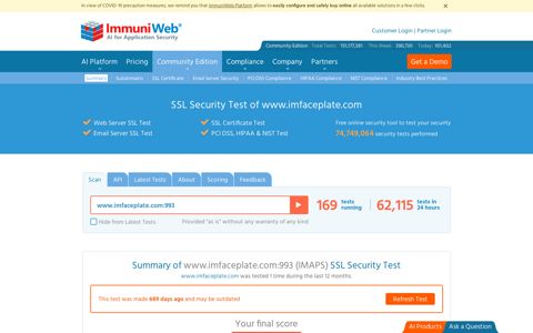www.imfaceplate.com SSL Security Test - ImmuniWeb