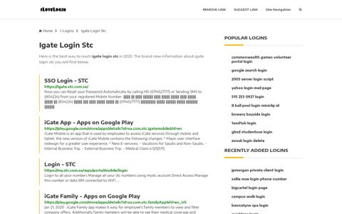 Igate Login Stc ❤️ One Click Access - iLoveLogin