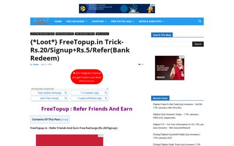 FreeTopup : Refer Friends And Earn Unlimited Free Recharge