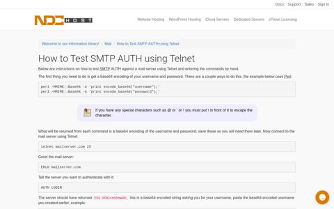 How to Test SMTP AUTH using Telnet - NDCHost.com