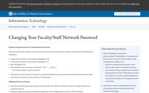 Changing Your Faculty/Staff Network Password - Information ...