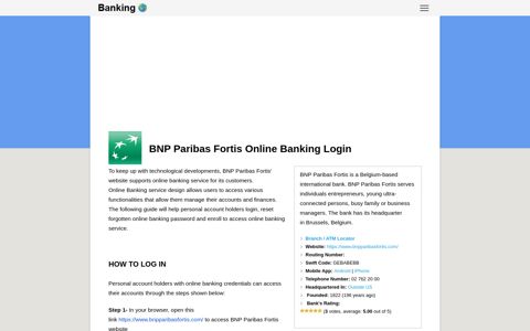 BNP Paribas Fortis Online Banking Login - BankingLogin.US
