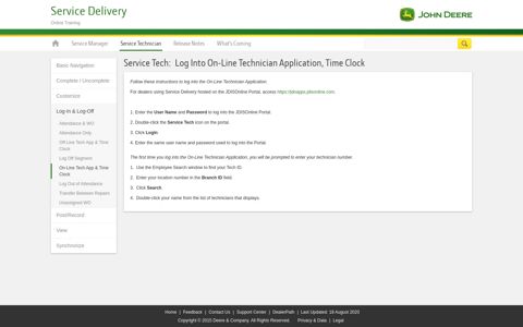 Service Tech: Log Into On-Line Technician Application ... - JDIS