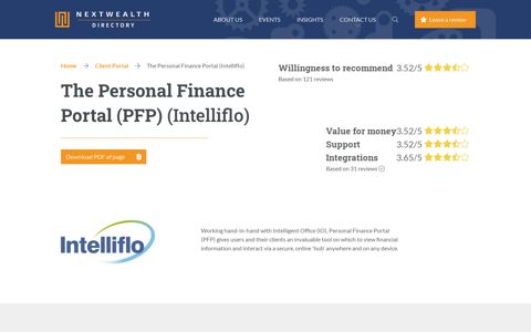The Personal Finance Portal (PFP) (Intelliflo) - NextWealth ...