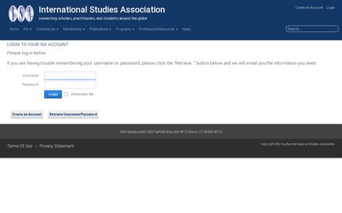 Login to your ISA Account - The International Studies ...