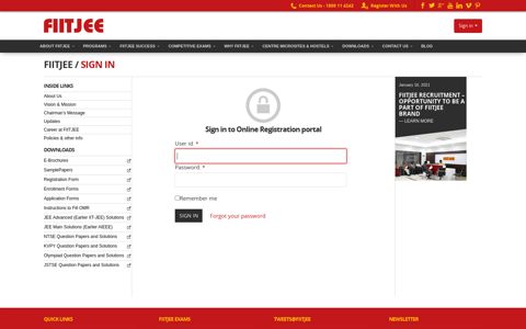 Sign in to Online Registration portal - FIITJEE