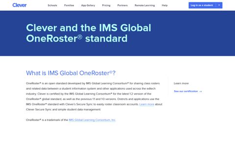 IMS Global OneRoster® support | products | Clever