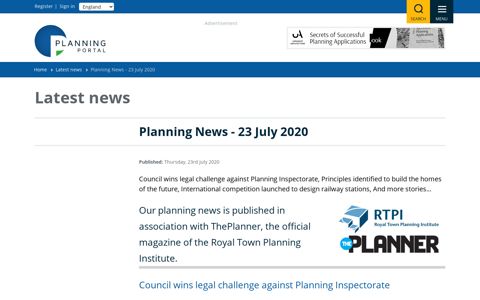 Planning News - 23 July 2020 - Latest news | Planning Portal